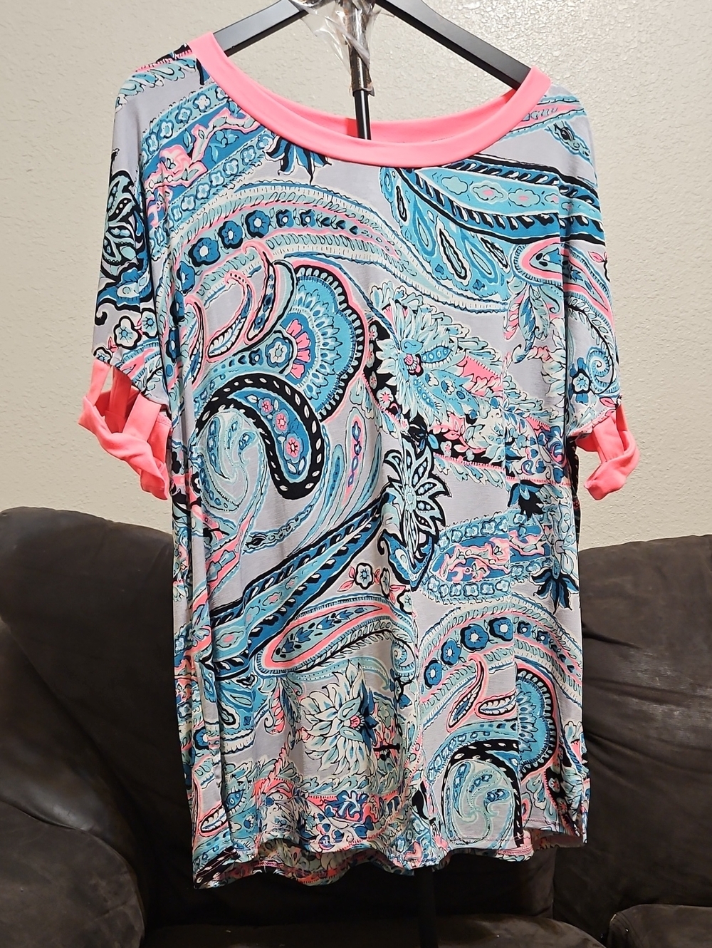Sew In Love Paisley Top in Blue, Pink, Black